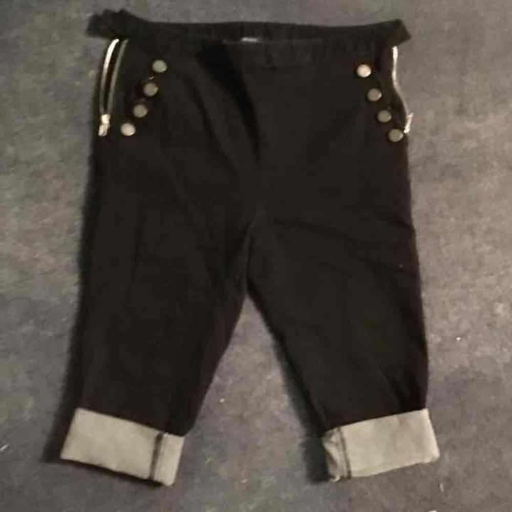 Black Denim Sailor Style Capris